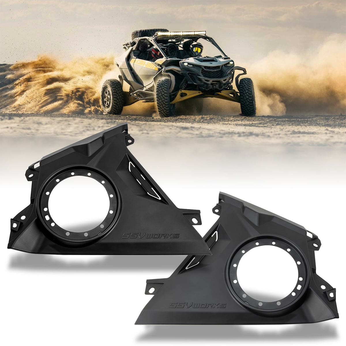 SSV Works '24 Can-Am Maverick R Front-Dash 6.5" Speaker-Panels