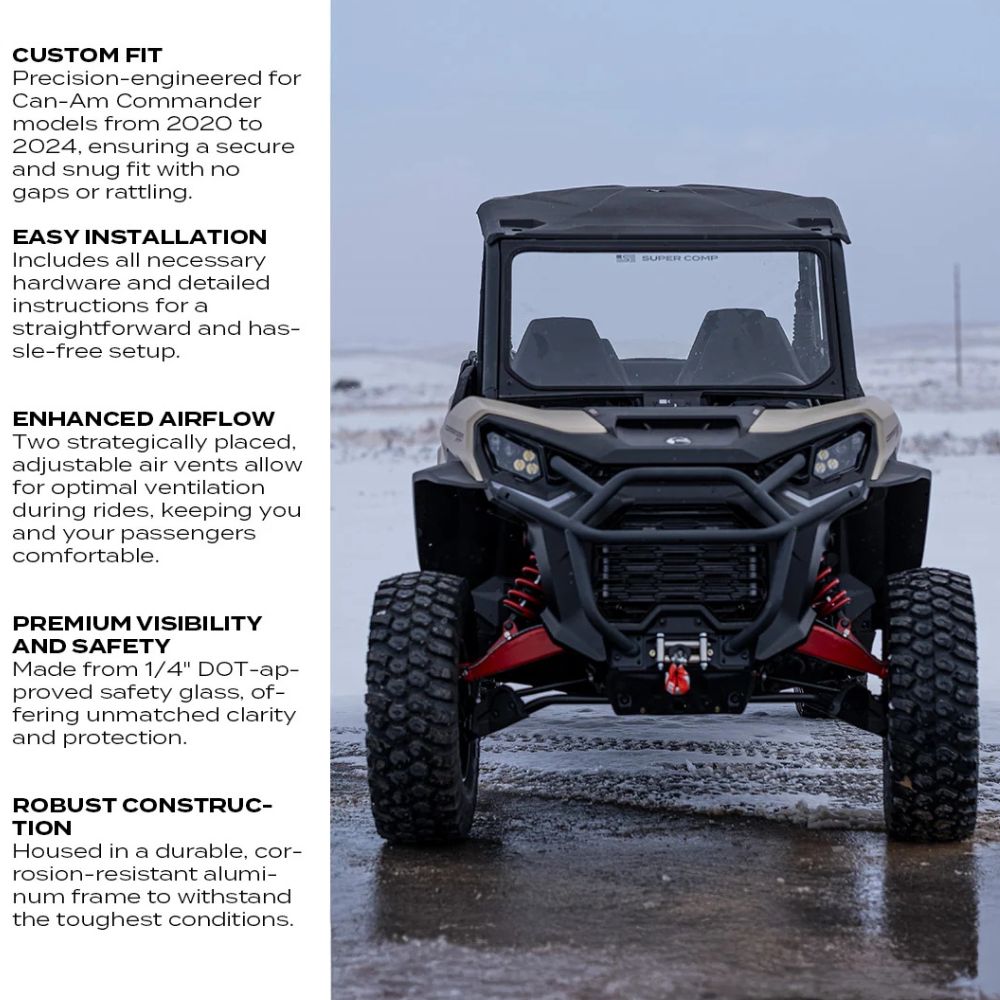 Super Comp '20-'24 Can-Am Commander Vented Front Windshield