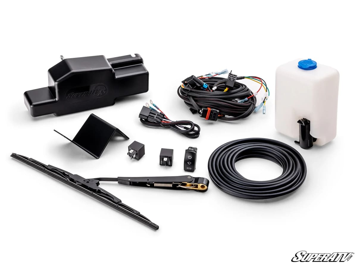 SuperATV MaxDrive Power UTV Windshield Flip Glass Electric Wiper Kit