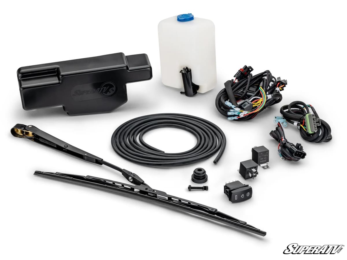 SuperATV MaxDrive Power UTV Windshield Flip Glass Electric Wiper Kit