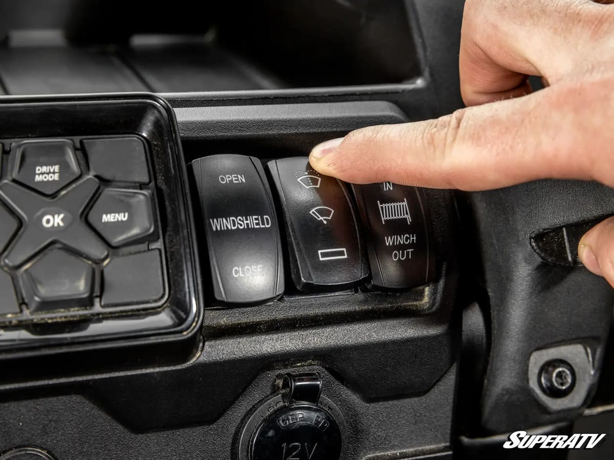 SuperATV MaxDrive Power UTV Windshield Flip Glass Electric Wiper Kit