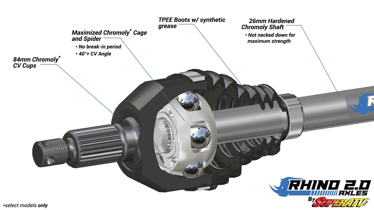 SuperATV Rhino 2.0 Can-Am Commander Heavy Duty Axles