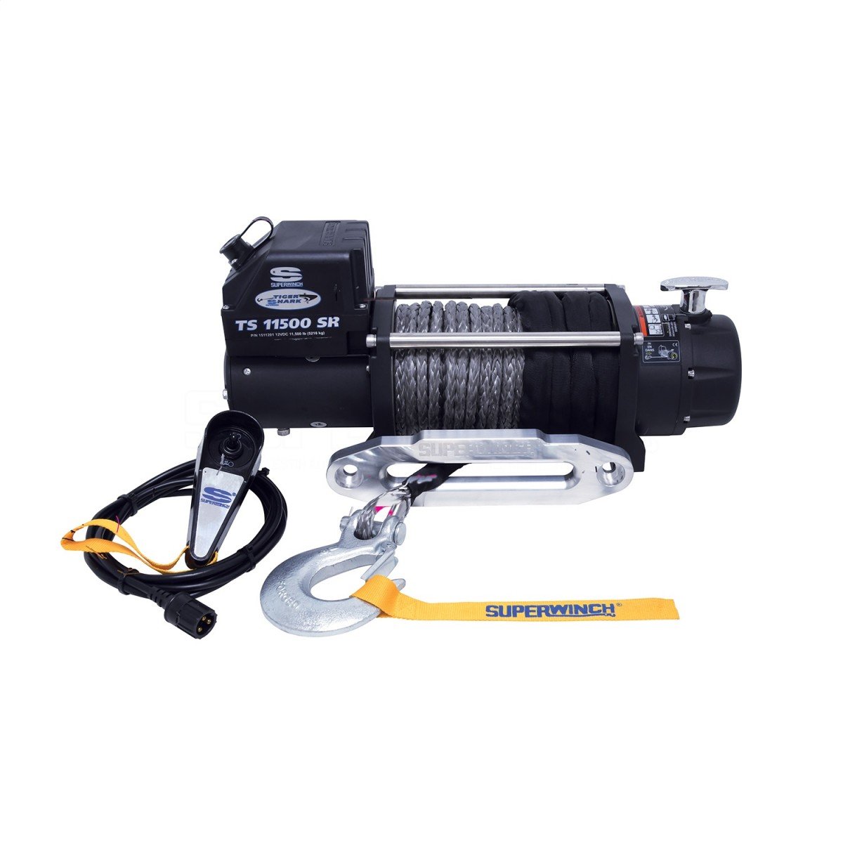 Superwinch 11500 LBS 12V DC 3/8in x 80ft Synthetic Rope Tiger Shark 11