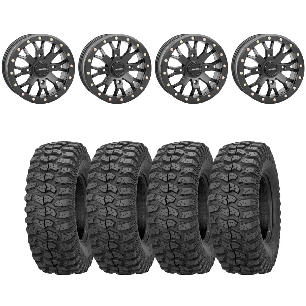 System 3 Black SB-4 Beadlock & Sedona Rockabilly Wheel & Tire Kit