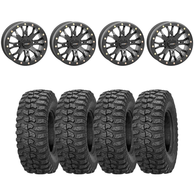 System 3 Black SB-4 Beadlock & Sedona Rockabilly Wheel & Tire Kit