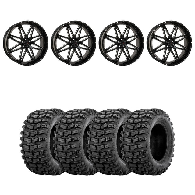 System 3 Gloss Black/Milled ST-7 & Sedona Buzz Saw RT Wheel & Tire Kit