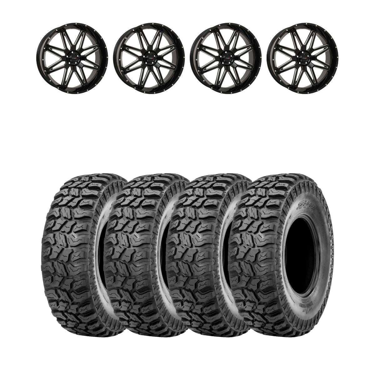 System 3 Gloss Black/Milled ST-7 & Sedona Ridge Saw Wheel & Tire Kit