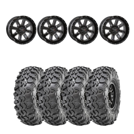 System 3 Gloss Black ST-4 and Maxxis Radial Carnivore Wheel & Tire Kit
