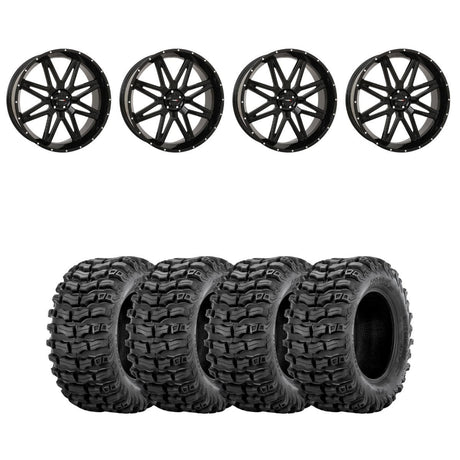 System 3 Gloss Black ST-7 & Sedona Buzz Saw RT Wheel & Tire Kit
