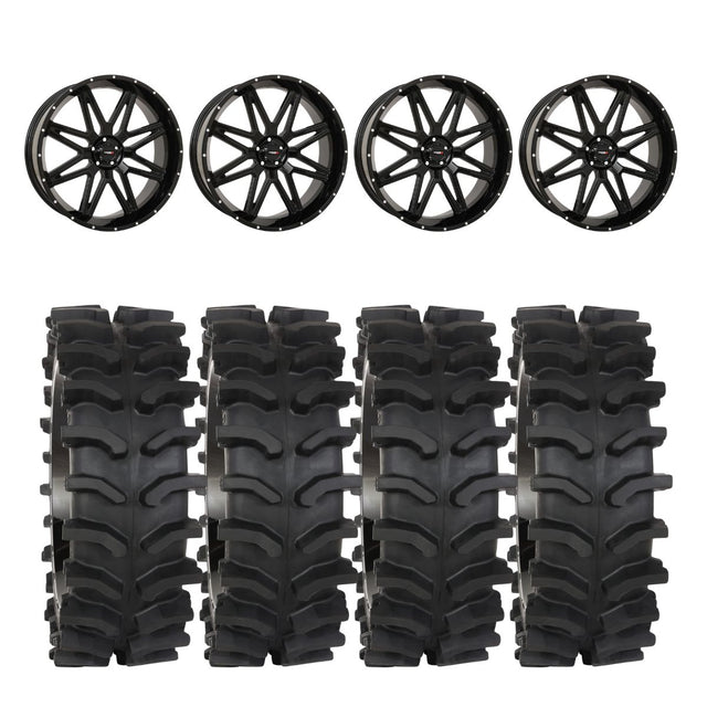 System 3 Gloss Black ST-7 & System 3 XT400W Xtreme Mud Wheel & Tire Kit