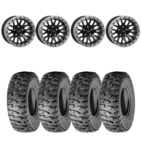 System 3 Gloss Black w/Matte Brushed Ring SB-9 Beadlock & Atturo Trail Blade Boss Wheel & Tire Kit