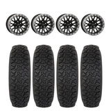 System 3 Gloss Black w/Matte Brushed Ring SB-9 Beadlock & System 3 DX440 Offroad Wheel & Tire Kit