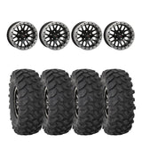 System 3 Gloss Black w/ Matte Brushed Ring SB-9 Beadlock & System 3 Offroad XTR370 Wheel & Tire Kit