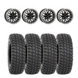 System 3 Gloss Black w/Matte Brushed Ring SB-9 Beadlock & System 3 Radial XCR350 UTV Wheel & Tire Kit