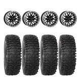 System 3 Gloss Black w/Matte Brushed Ring SB-9 Beadlock & System 3 RC500 10 Ply Rock Crawler Wheel & Tire Kit