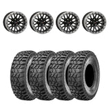 System 3 Gloss Black With Matte Brushed Ring SB-9 Beadlock & Sedona Ridge Saw Wheel & Tire Kit