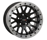 System 3 Gloss Black With Matte Brushed Ring SB-9 Beadlock & Sedona Rockabilly Wheel & Tire Kit