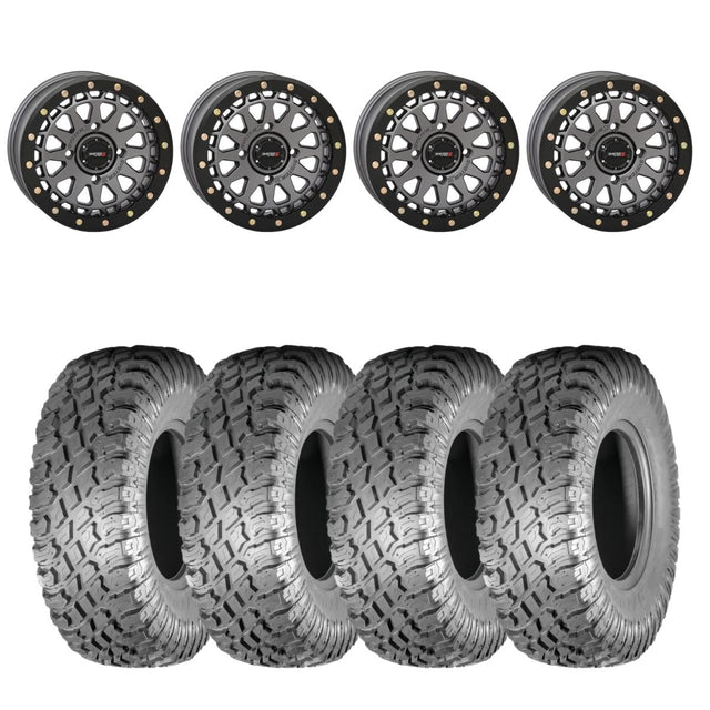System 3 Gunmetal Grey SB-6 Beadlocks & Atturo Trail Blade X/T Wheel & Tire Kit