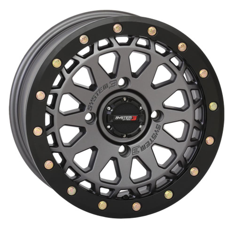 System 3 Gunmetal Grey SB-6 Beadlocks & Maxxis Radial Carnivore Wheel & Tire Kit