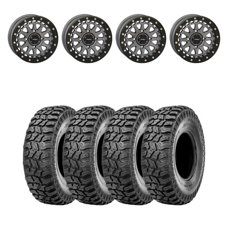System 3 Gunmetal Grey SB-6 Beadlocks & Sedona Ridge Saw Wheel & Tire Kit