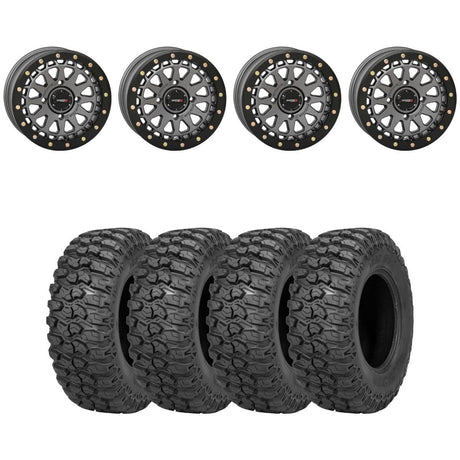 System 3 Gunmetal Grey SB-6 Beadlocks & Sedona Trail Saw Wheel & Tire Kit