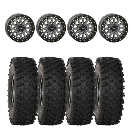 System 3 Gunmetal Grey SB-6 Beadlocks & System 3 ATX470 All Terrain Xtreme Wheel & Tire Kit