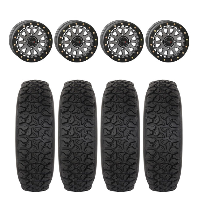 System 3 Gunmetal Grey SB-6 Beadlocks & System 3 DX440 Offroad Wheel & Tire Kit
