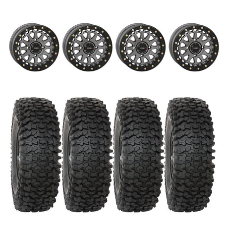 System 3 Gunmetal Grey SB-6 Beadlocks & System 3 RC500S 8 Ply Rock Crawler Wheel & Tire Kit