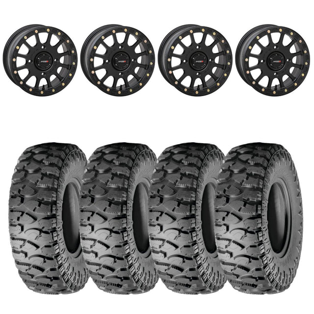 System 3 Matte Black SB-5 Beadlock & Atturo Trail Blade Boss Wheel & Tire Kit