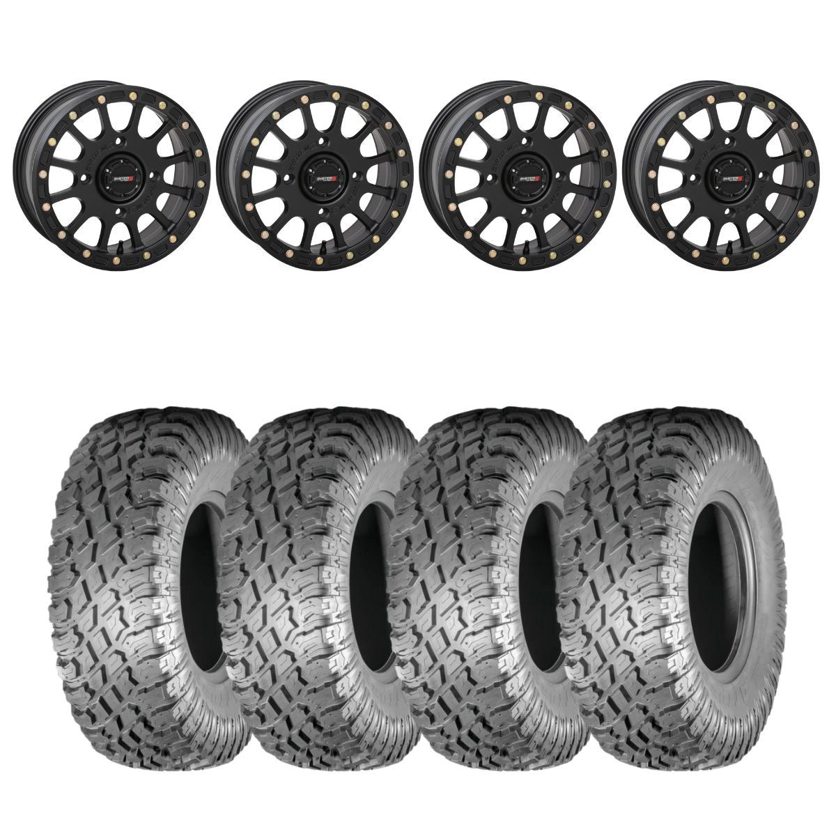 System 3 Matte Black SB-5 Beadlock & Atturo Trail Blade X/T Wheel & Tire Kit