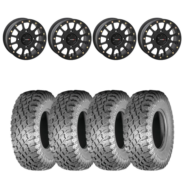 System 3 Matte Black SB-5 Beadlock & Atturo Trail Blade X/T Wheel & Tire Kit