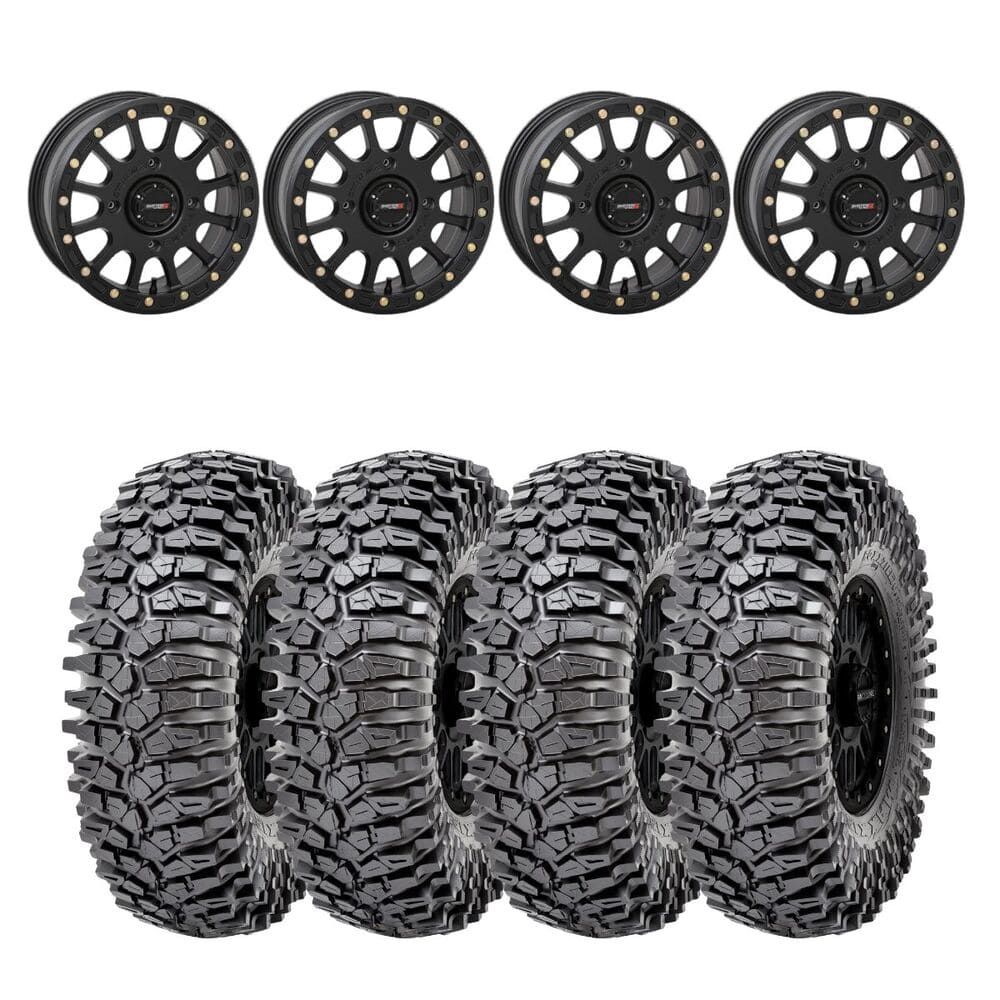 System 3 Matte Black SB-5 Beadlock & Maxxis Radial Roxxzilla Wheel & Tire Kit
