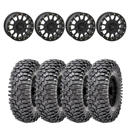 System 3 Matte Black SB-5 Beadlock & Maxxis Radial Roxxzilla Wheel & Tire Kit