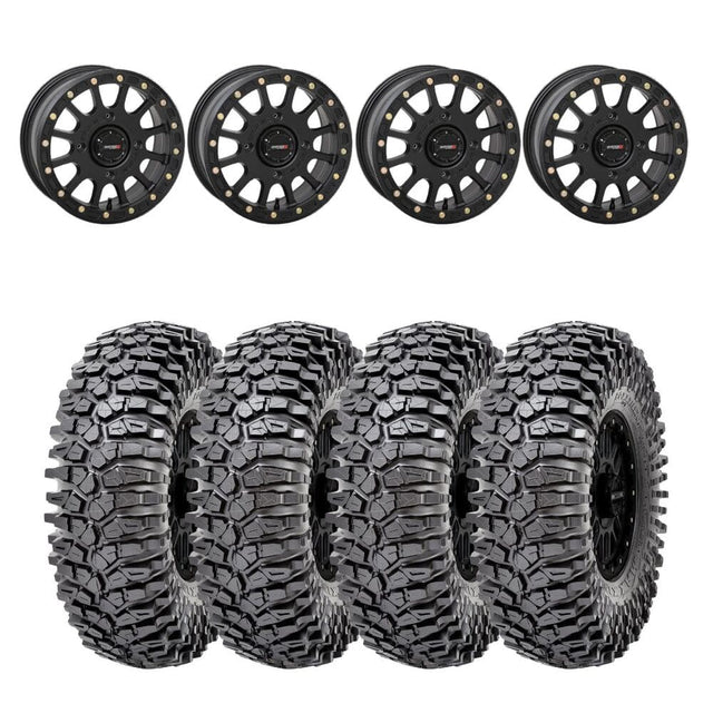 System 3 Matte Black SB-5 Beadlock & Maxxis Radial Roxxzilla Wheel & Tire Kit