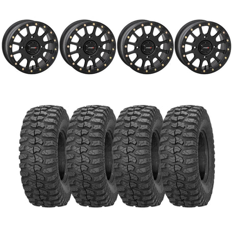 System 3 Matte Black SB-5 Beadlock & Sedona Rockabilly Wheel & Tire Kit