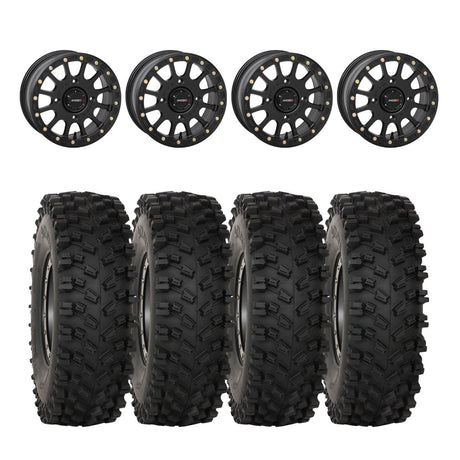 System 3 Matte Black SB-5 Beadlock & System 3 ATX470 All Terrain Xtreme Wheel & Tire Kit