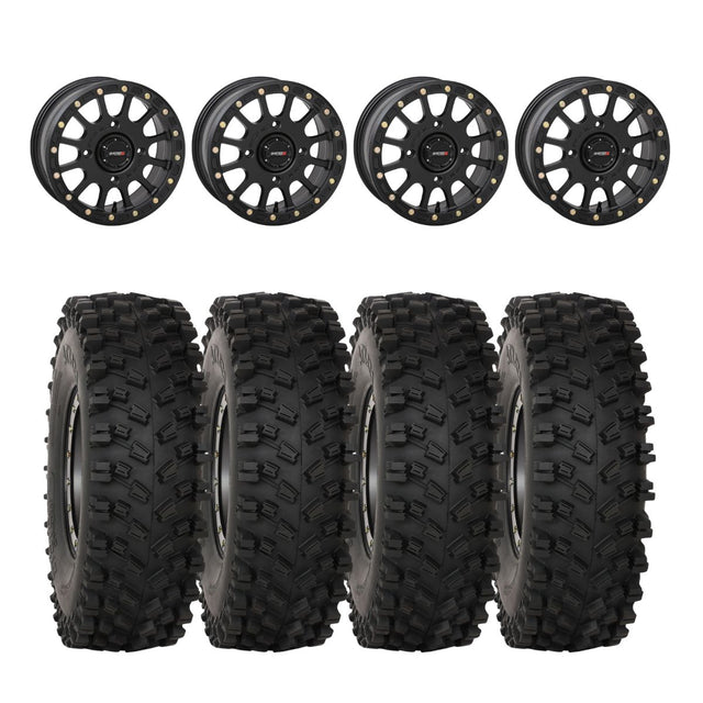 System 3 Matte Black SB-5 Beadlock & System 3 ATX470 All Terrain Xtreme Wheel & Tire Kit