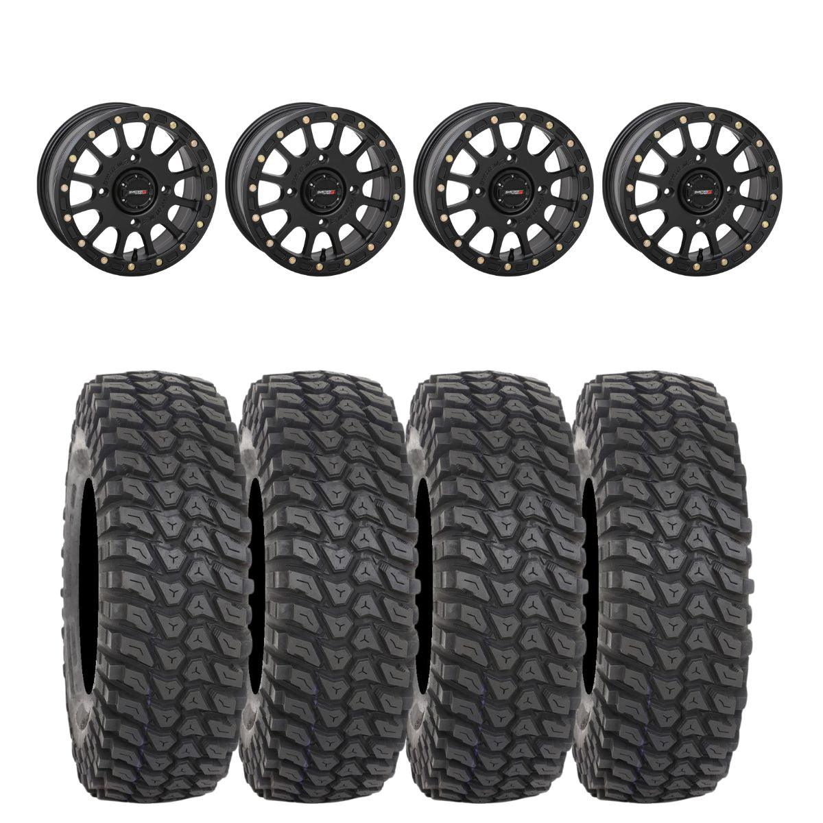 System 3 Matte Black SB-5 Beadlock & System 3 Radial XCR350 UTV Wheel & Tire Kit