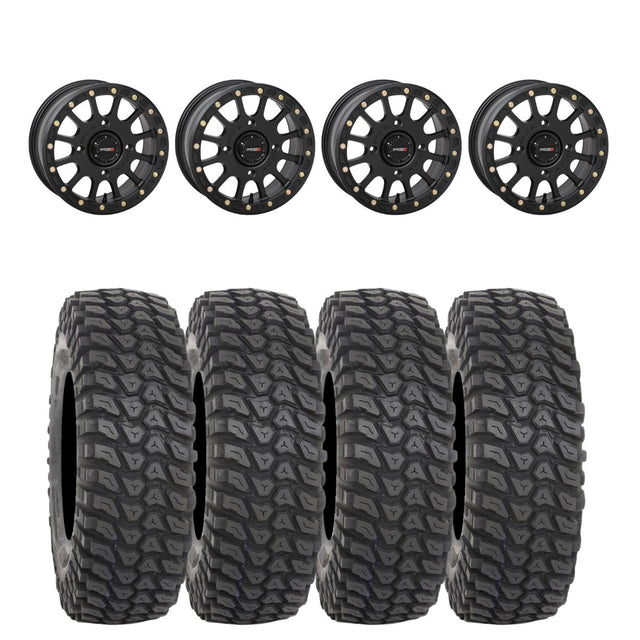 System 3 Matte Black SB-5 Beadlock & System 3 Radial XCR350 UTV Wheel & Tire Kit
