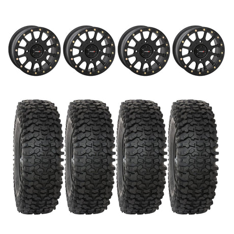 System 3 Matte Black SB-5 Beadlock & System 3 RC500 10 Ply Rock Crawler Wheel & Tire Kit
