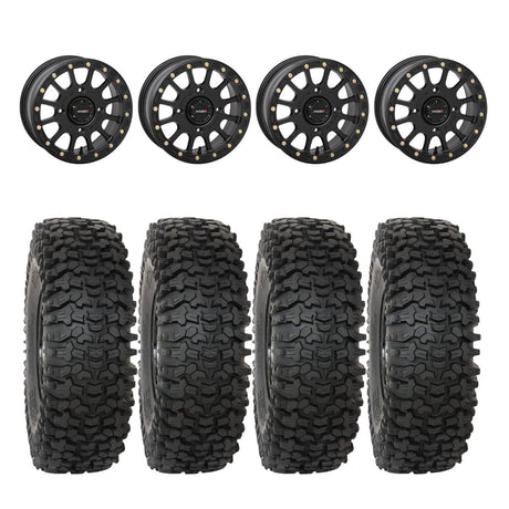 System 3 Matte Black SB-5 Beadlock & System 3 RC500S 8 Ply Rock Crawler Wheel & Tire Kit