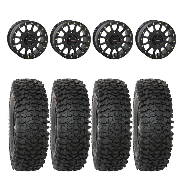 System 3 Matte Black SB-5 Beadlock & System 3 RC500S 8 Ply Rock Crawler Wheel & Tire Kit