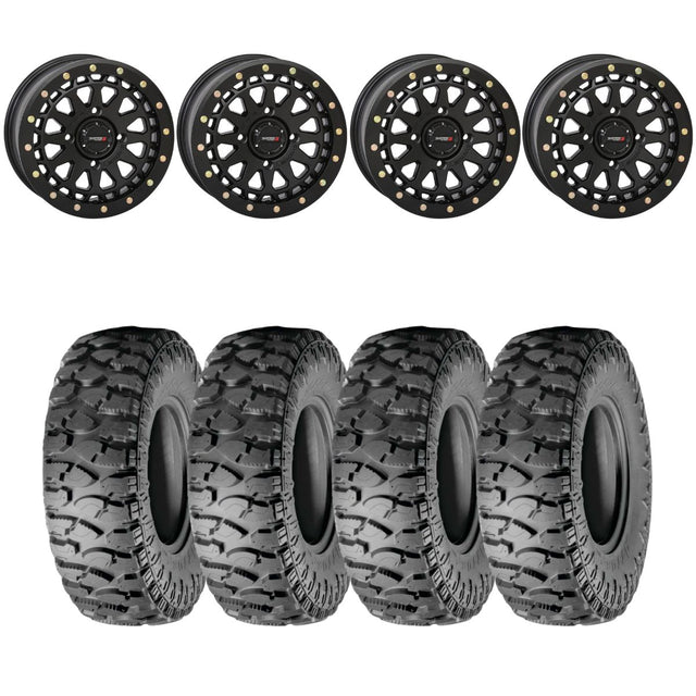 System 3 Matte Black SB-6 Beadlocks & Atturo Trail Blade Boss Wheel & Tire Kit