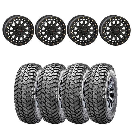 System 3 Matte Black SB-6 Beadlocks & Maxxis Liberty Performance Off Road Wheel & Tire Kit