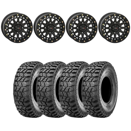 System 3 Matte Black SB-6 Beadlocks & Sedona Ridge Saw Wheel & Tire Kit
