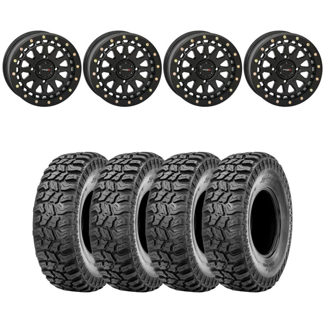System 3 Matte Black SB-6 Beadlocks & Sedona Ridge Saw Wheel & Tire Kit