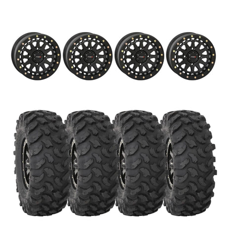 System 3 Matte Black SB-6 Beadlocks & System 3 Offroad XTR370 Wheel & Tire Kit