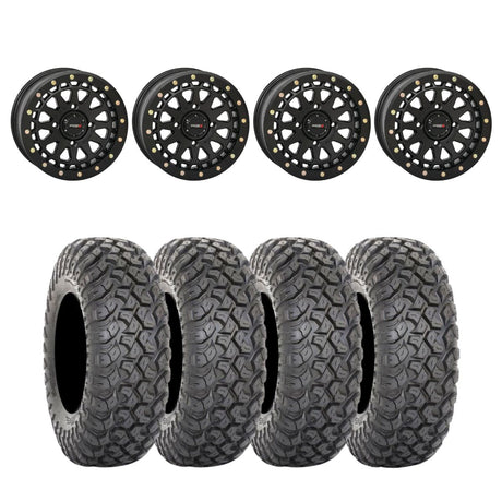 System 3 Matte Black SB-6 Beadlocks & System 3 Radial RT320 Wheel & Tire Kit