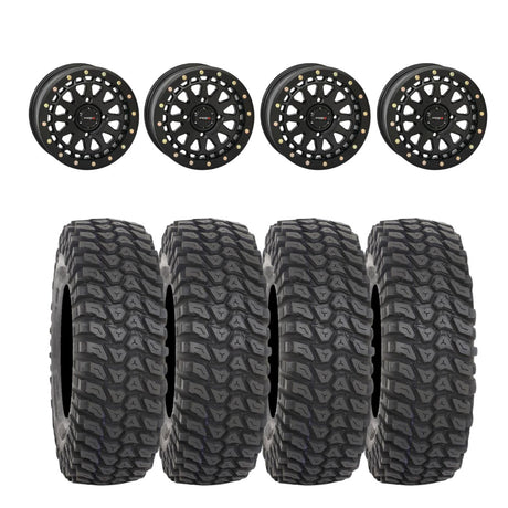 System 3 Matte Black SB-6 Beadlocks & System 3 Radial XCR350 UTV Wheel & Tire Kit