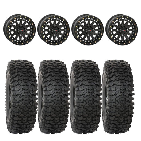 System 3 Matte Black SB-6 Beadlocks & System 3 RC500 10 Ply Rock Crawler Wheel & Tire Kit